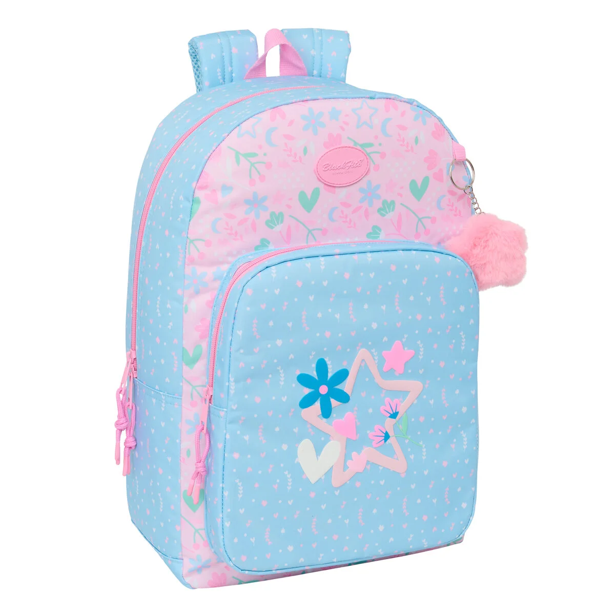 Mochila Escolar BlackFit8 Smile Azul Rosa 30 x 46 x 14 cm
