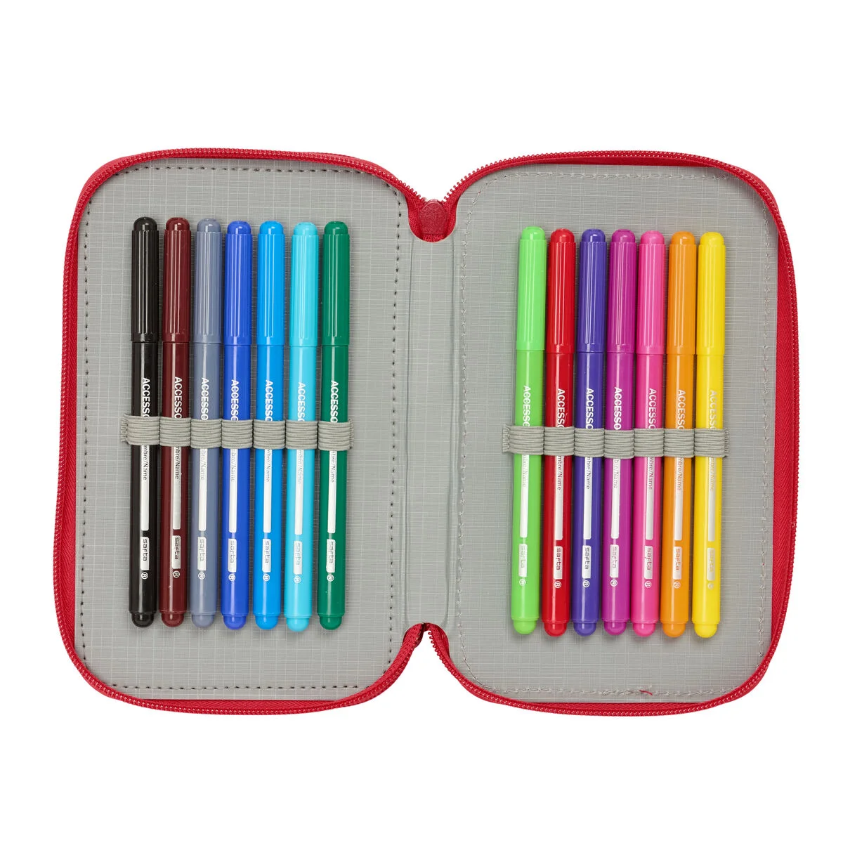 Plumier Triple Sevilla Fútbol Club Rojo 12,5 x 19,5 x 5,5 cm 37 Piezas