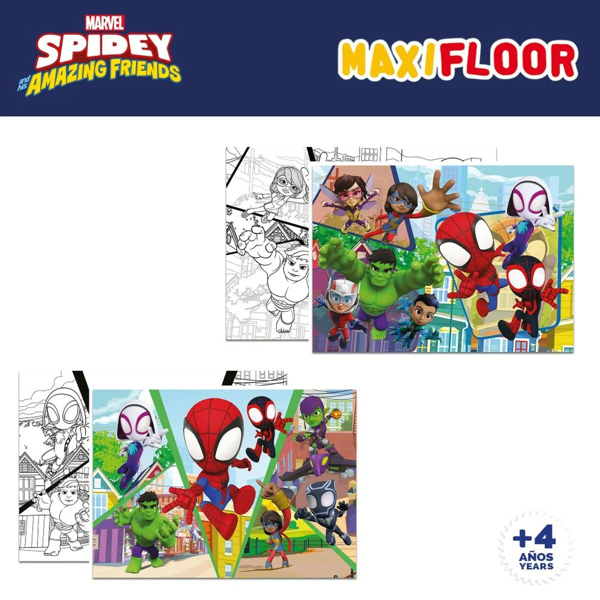 Set de 4 Puzzles Spidey 35 x 1,5 x 25 cm 48 Piezas (6 Unidades)
