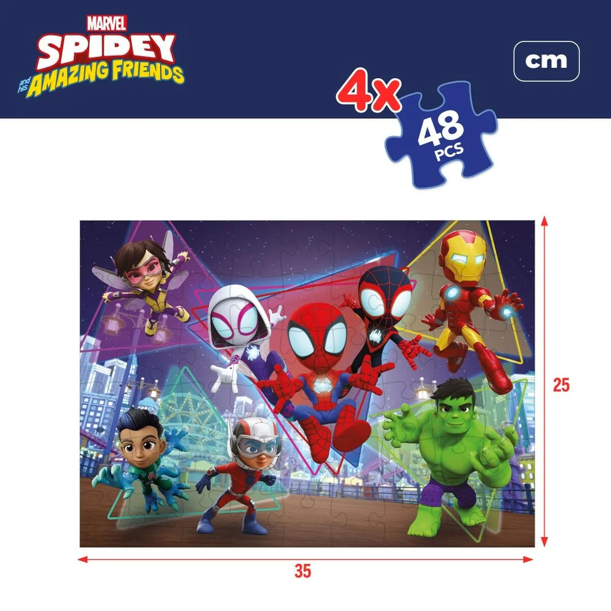Set de 4 Puzzles Spidey 35 x 1,5 x 25 cm 48 Piezas (6 Unidades)