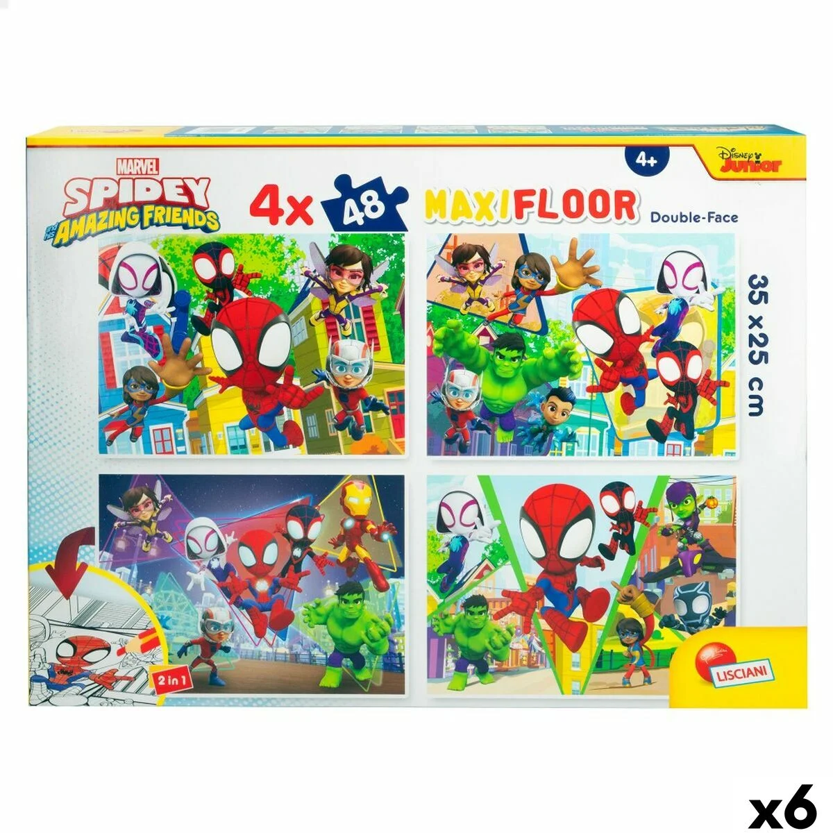 Set de 4 Puzzles Spidey 35 x 1,5 x 25 cm 48 Piezas (6 Unidades)