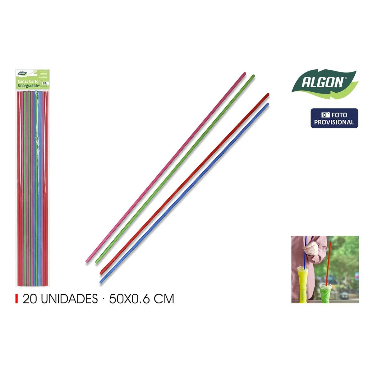 Pajita Reutilizable Algon 50 x 0,6 cm 20 Piezas 24 Unidades
