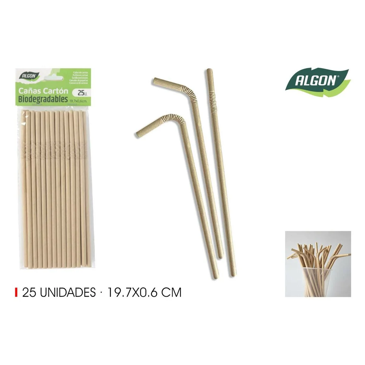 Pajita Reutilizable Algon 19,7 x 0,6 cm 25 Piezas 24 Unidades