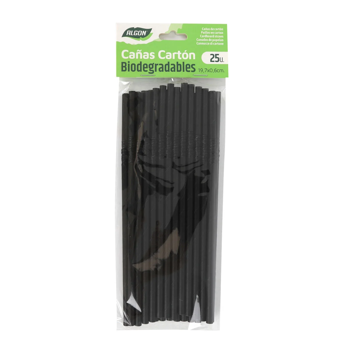 Pajita Reutilizable Algon Negro 19,7 x 0,6 cm 25 Piezas 24 Unidades