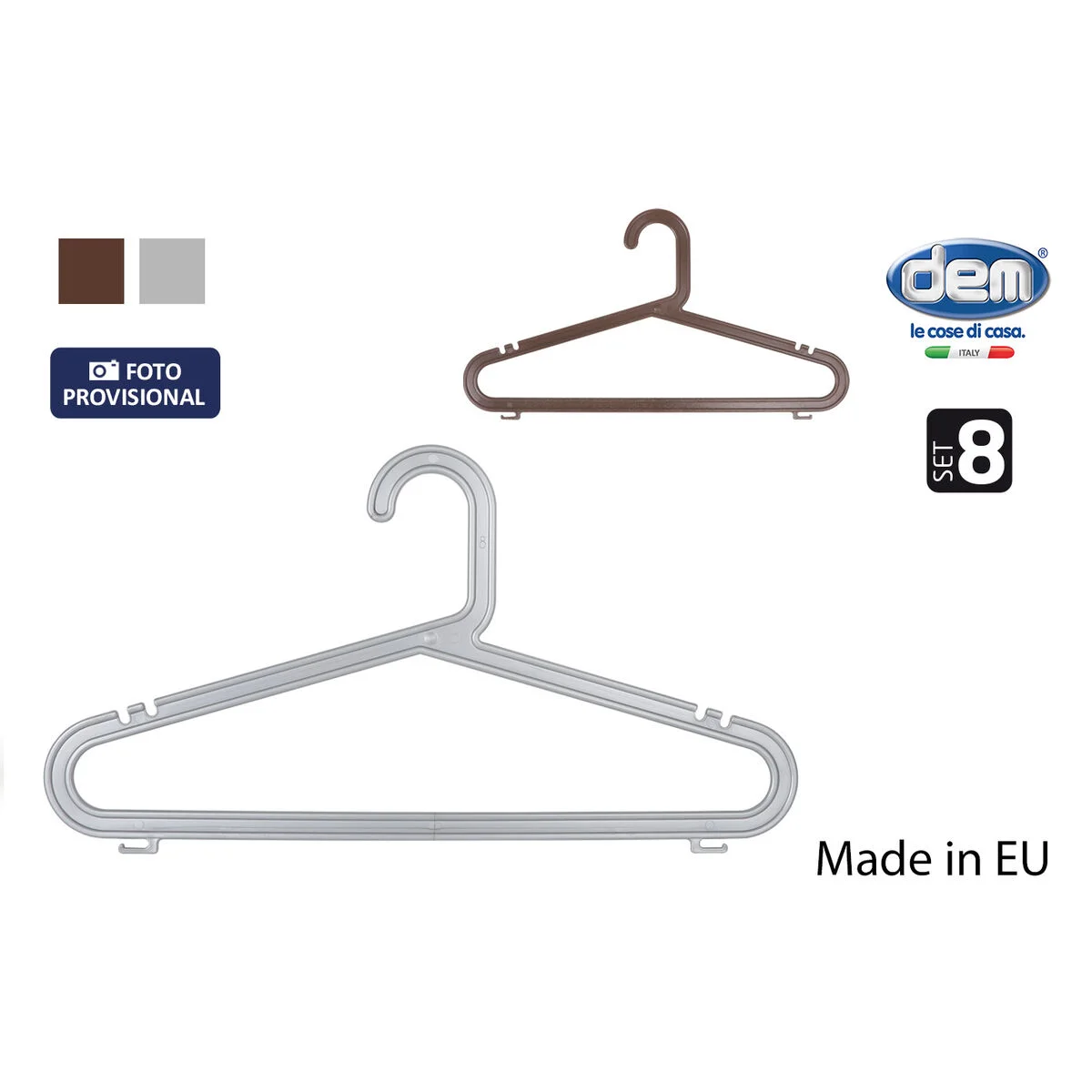 Hangers Dem Meng Plastic 8 Pieces (12 Units)