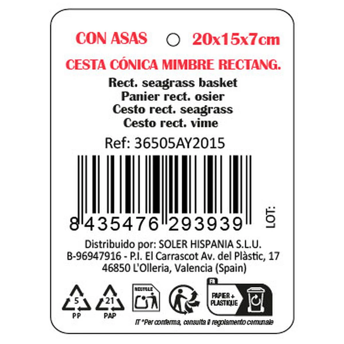 Caja de Almacenaje Privilege Mimbre 20 x 15 x 7 cm (18 Unidades)