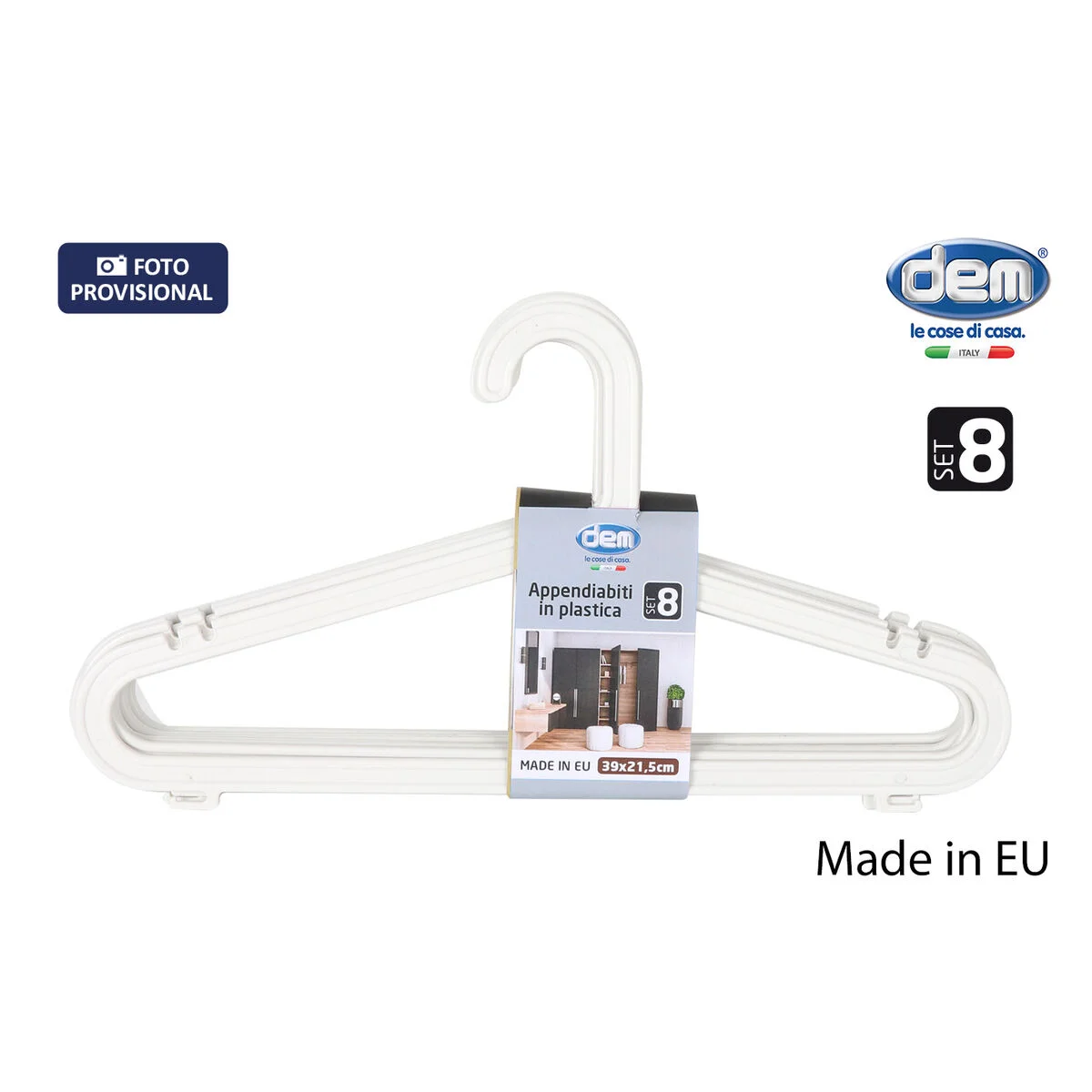 Hangers Dem Meng Plastic 8 Pieces (12 Units)