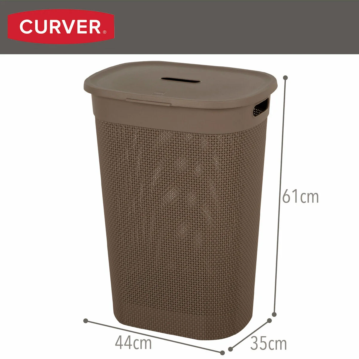 Laundry Basket Curver Brown Plastic 55 L 44 x 61 x 35 cm (8 Units)
