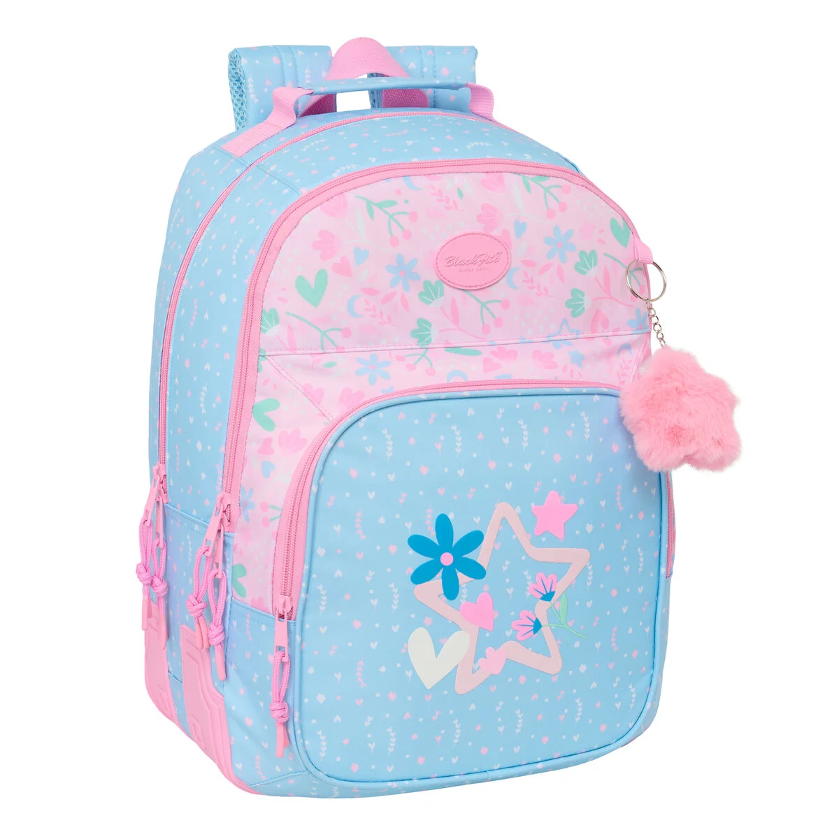 Mochila Escolar BlackFit8 Smile Azul Rosa 32 x 42 x 15 cm