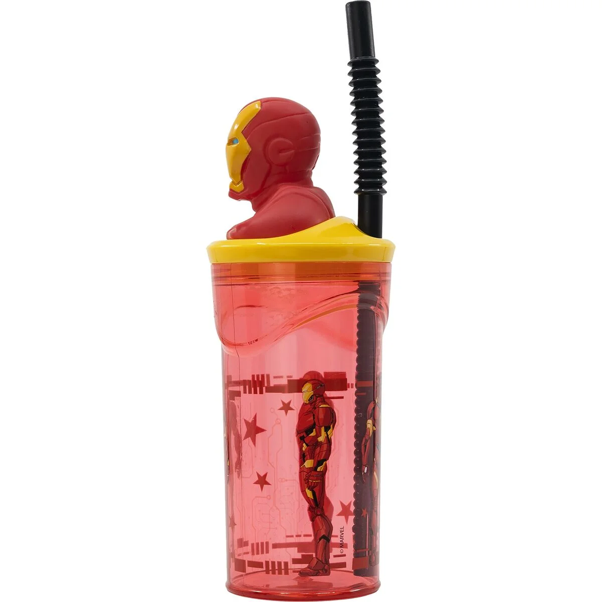 Vaso con Pajita The Avengers Iron Man Rojo 3D
