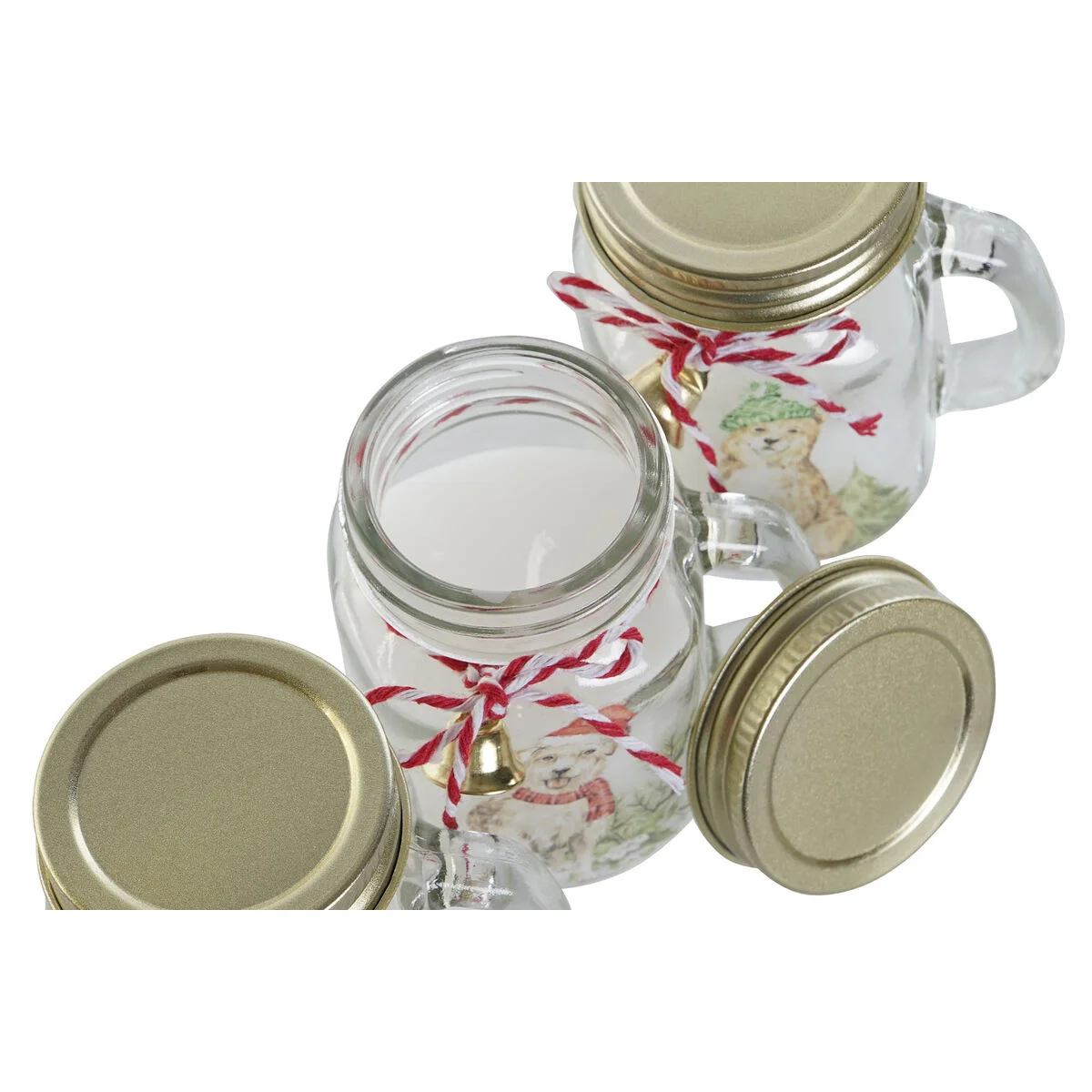 Vela DKD Home Decor Blanco Dorado Navidad 8 x 5 x 9 cm (3 Unidades)