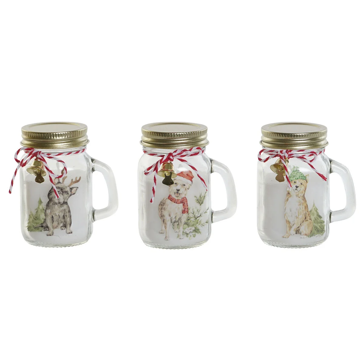 Vela DKD Home Decor Blanco Dorado Navidad 8 x 5 x 9 cm (3 Unidades)