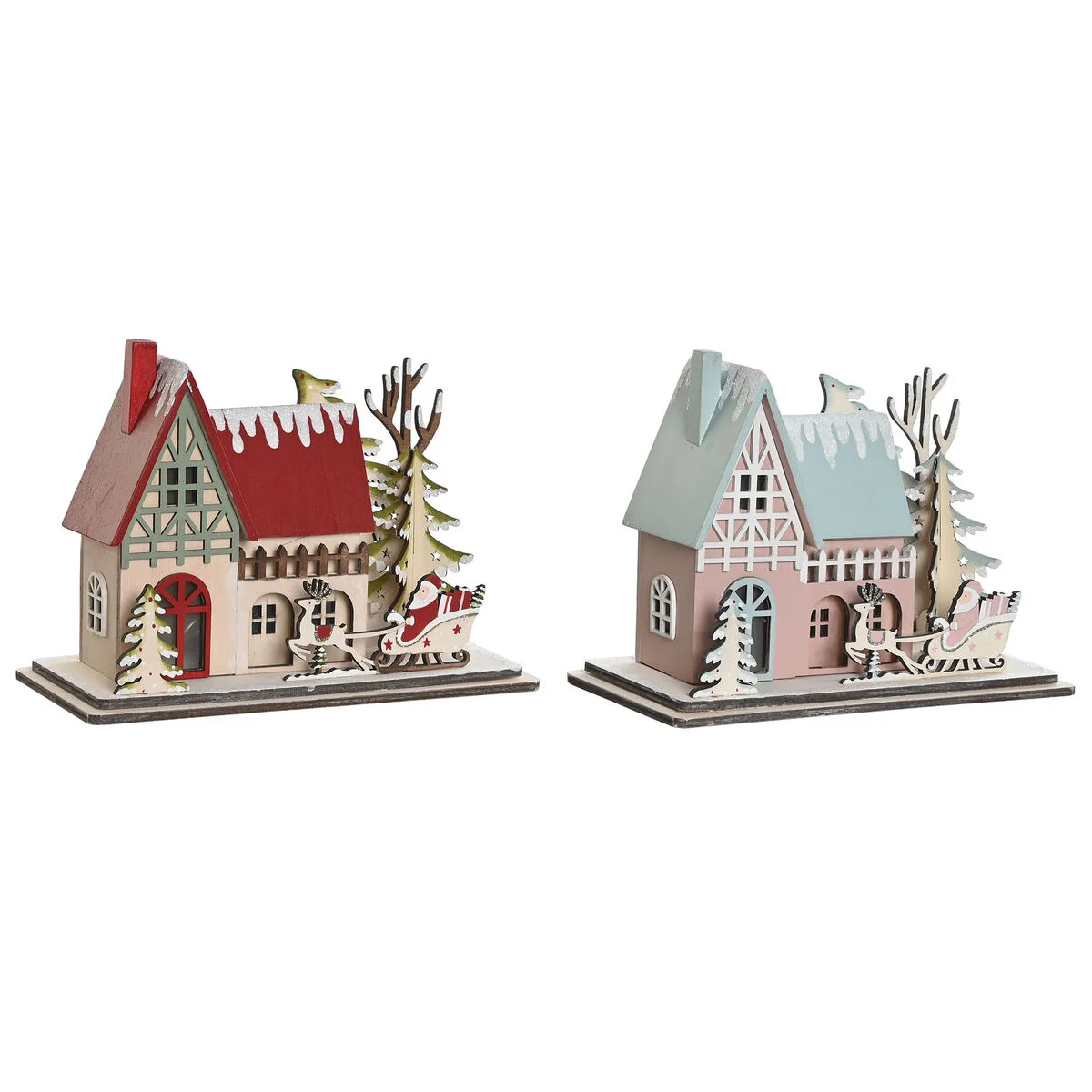 Adorno Navideño DKD Home Decor Rojo Rosa claro 23,5 x 11 x 20,5 cm (2 Unidades)