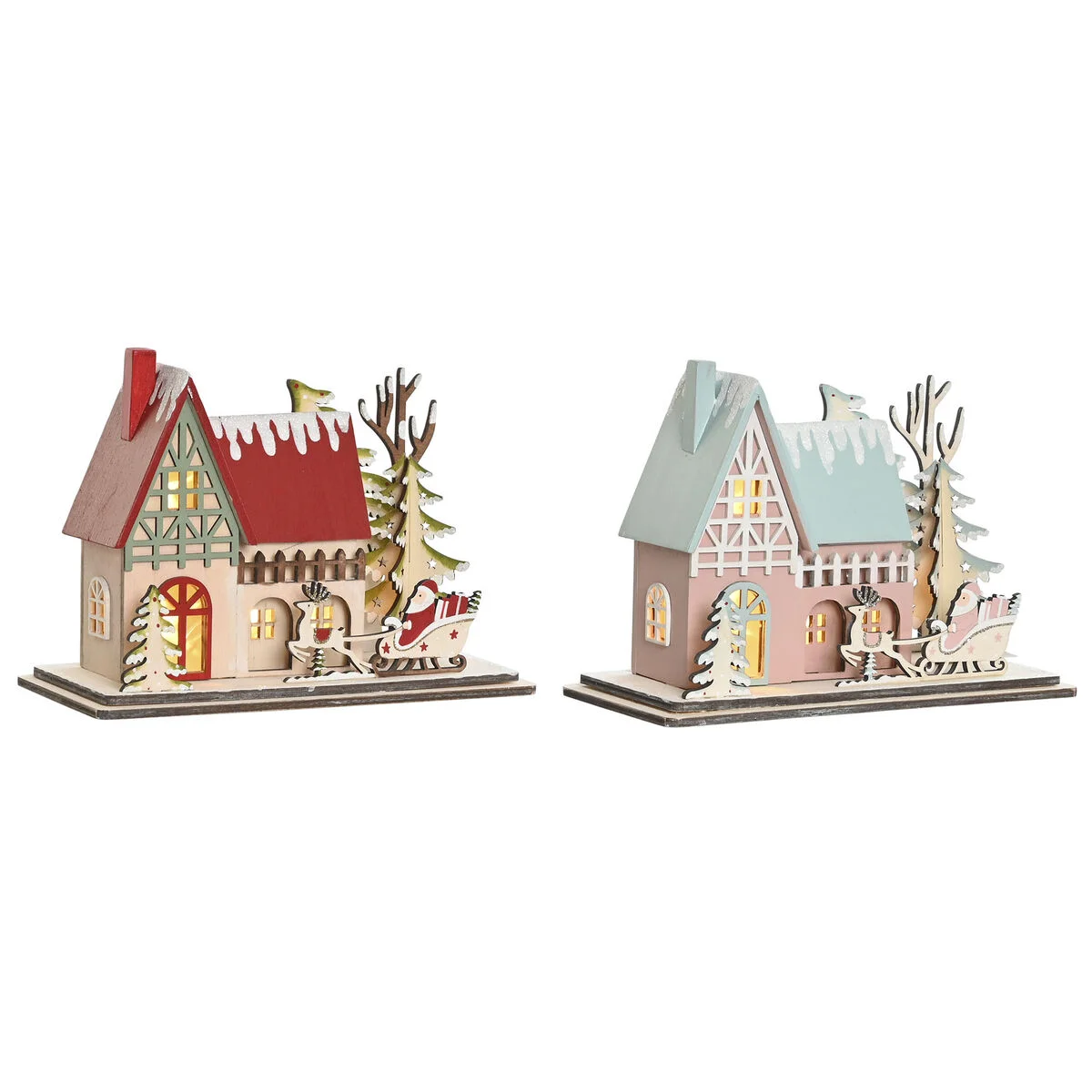 Adorno Navideño DKD Home Decor Rojo Rosa claro 23,5 x 11 x 20,5 cm (2 Unidades)