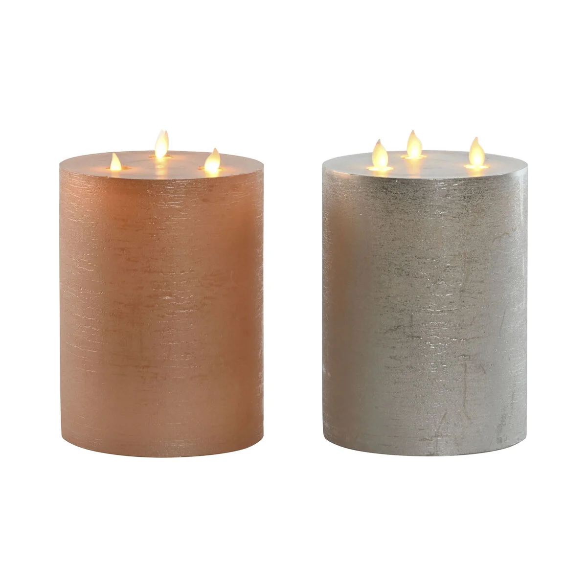 Vela LED DKD Home Decor Dorado Plateado 15 x 15 x 20 cm (AA) (2 Unidades)