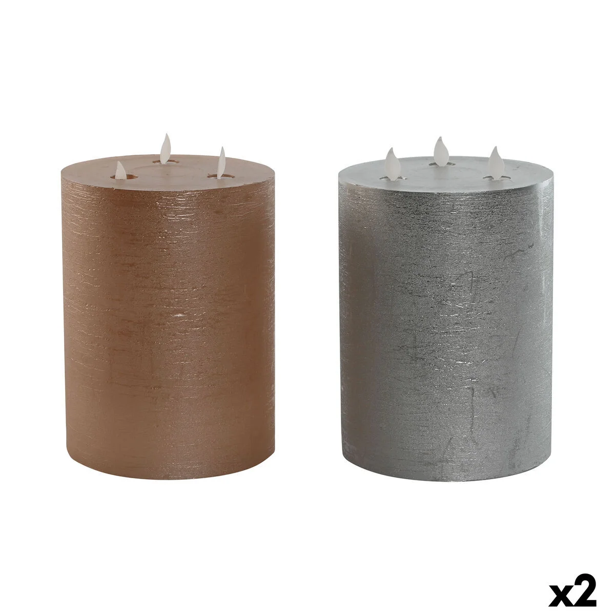 Vela LED DKD Home Decor Dorado Plateado 15 x 15 x 20 cm (AA) (2 Unidades)