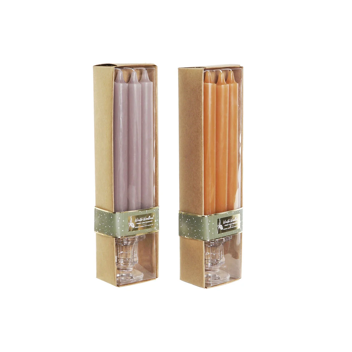 Set de Velas DKD Home Decor Gris Naranja 2 x 2 x 20 cm 4 Piezas (2 Unidades)