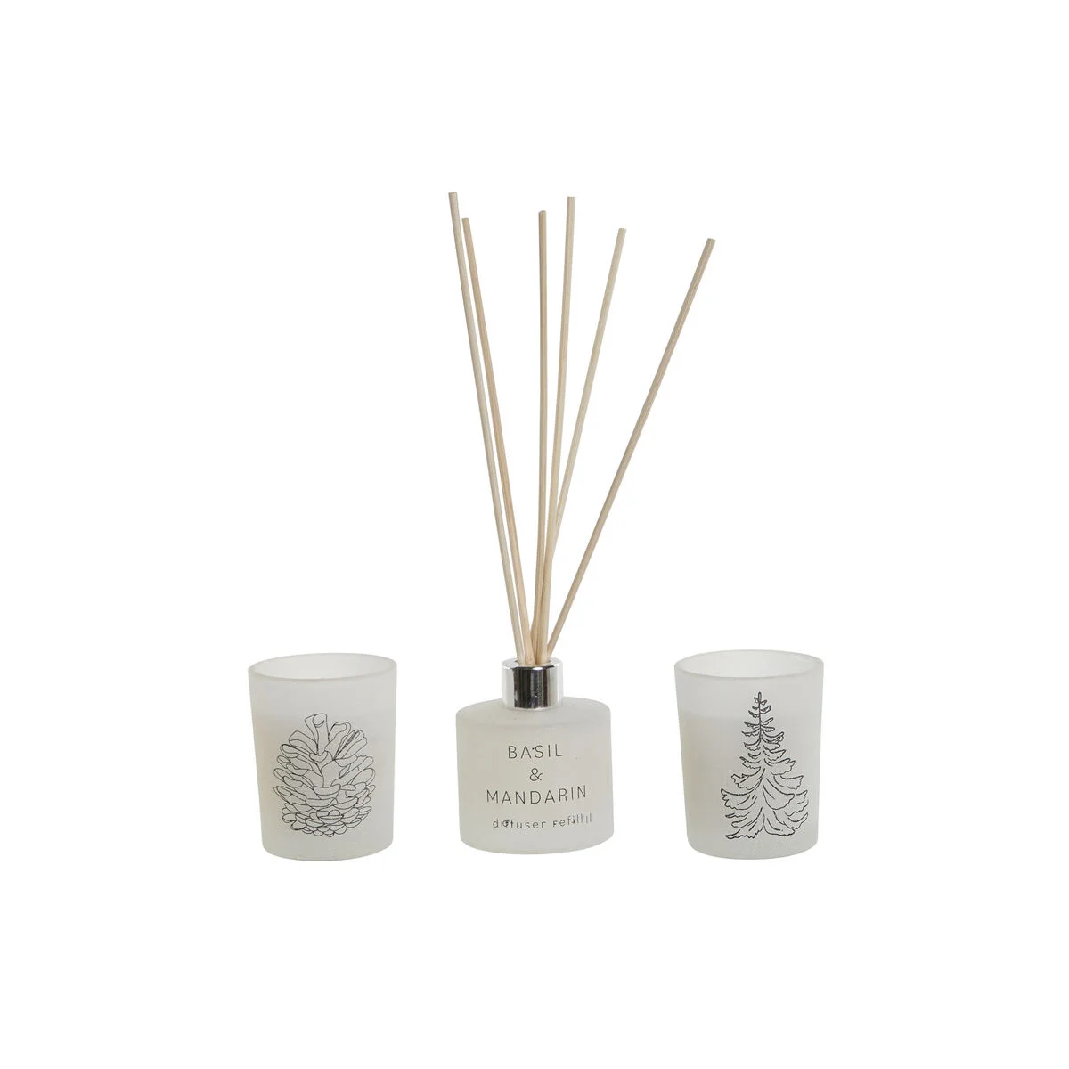 Set de Velas DKD Home Decor Blanco Navidad 5 x 5 x 6 cm