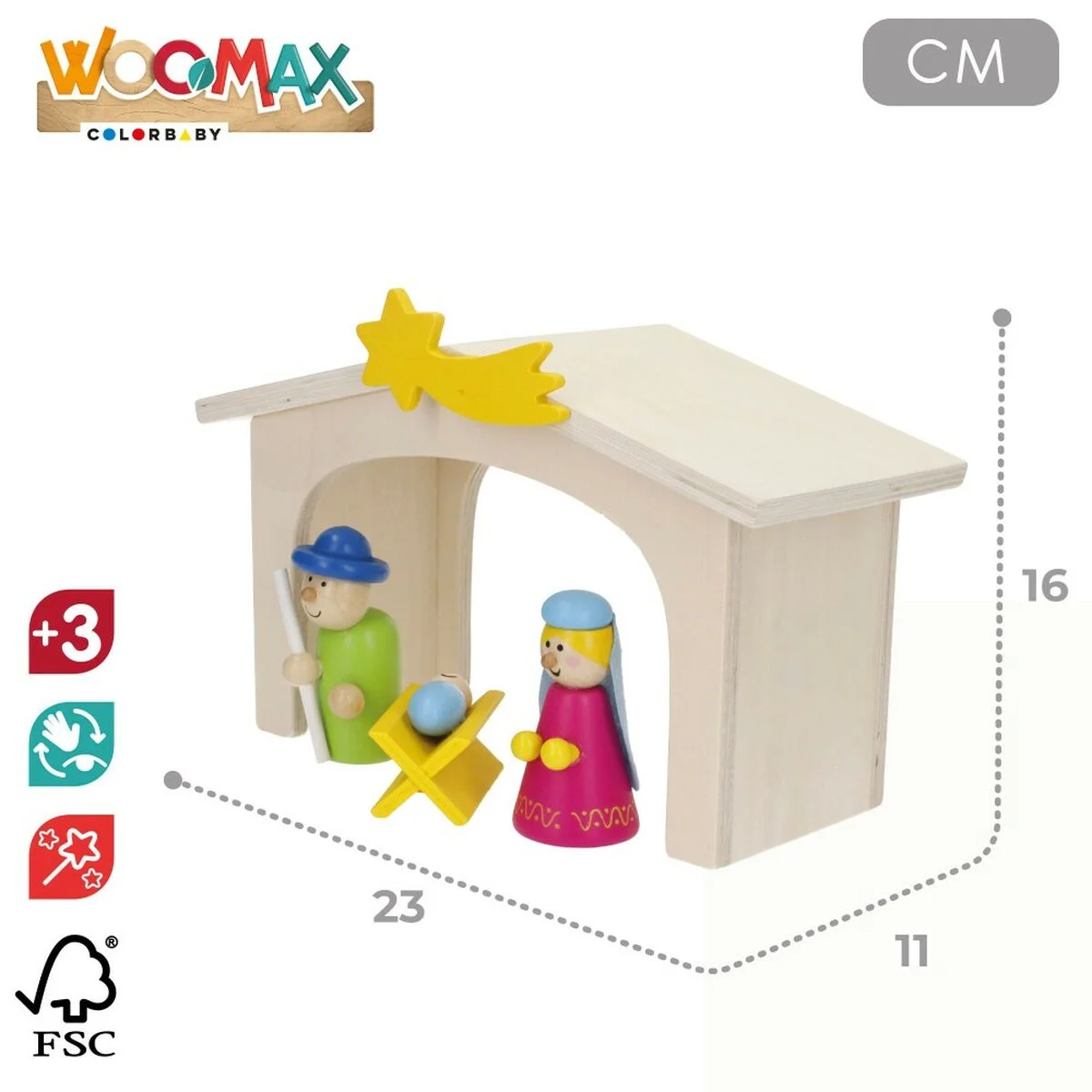 Belén de Navidad Woomax Madera plywood 23 x 16 x 11 cm (4 Unidades)