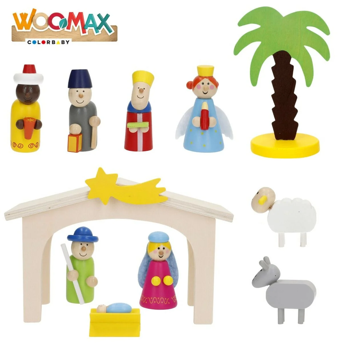 Belén de Navidad Woomax Madera plywood 23 x 16 x 11 cm (4 Unidades)