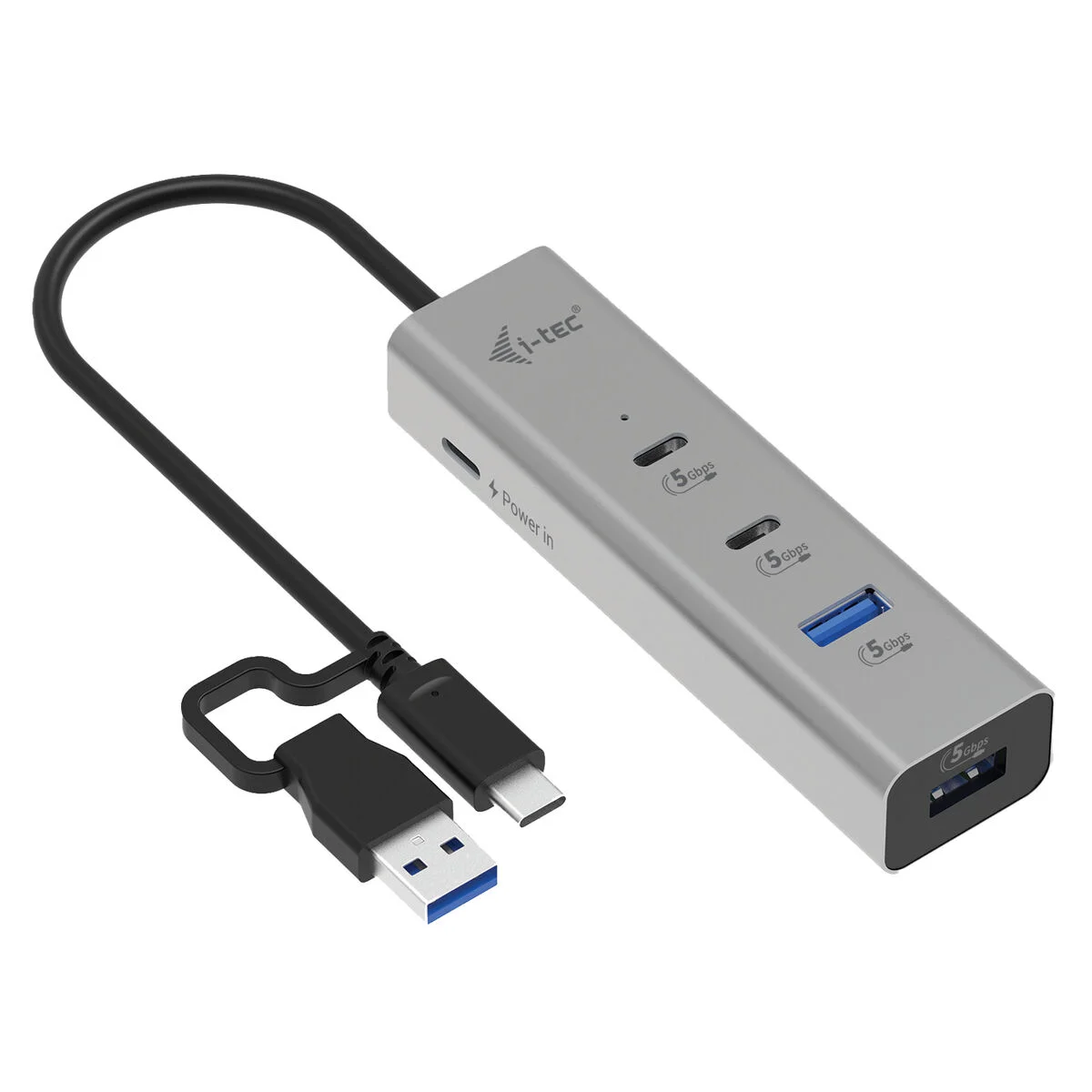 Hub USB i-Tec CAHUBMETAL2A2CPD Plateado