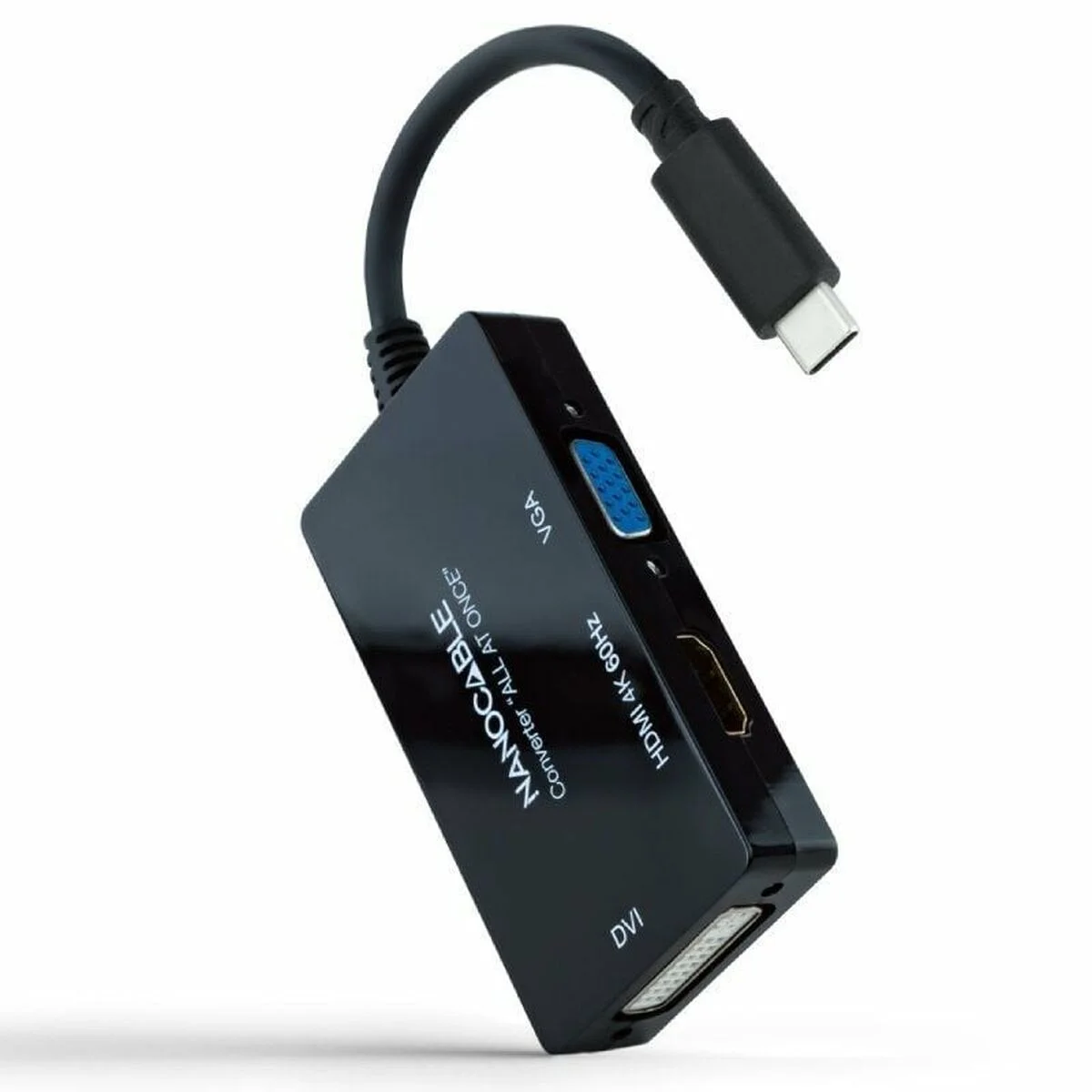 Adaptador USB-C a VGA/HDMI/DVI NANOCABLE 10.16.4301-ALL 20 cm Negro