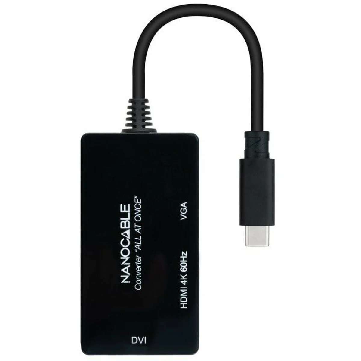 Adaptador USB-C a VGA/HDMI/DVI NANOCABLE 10.16.4301-ALL 20 cm Negro