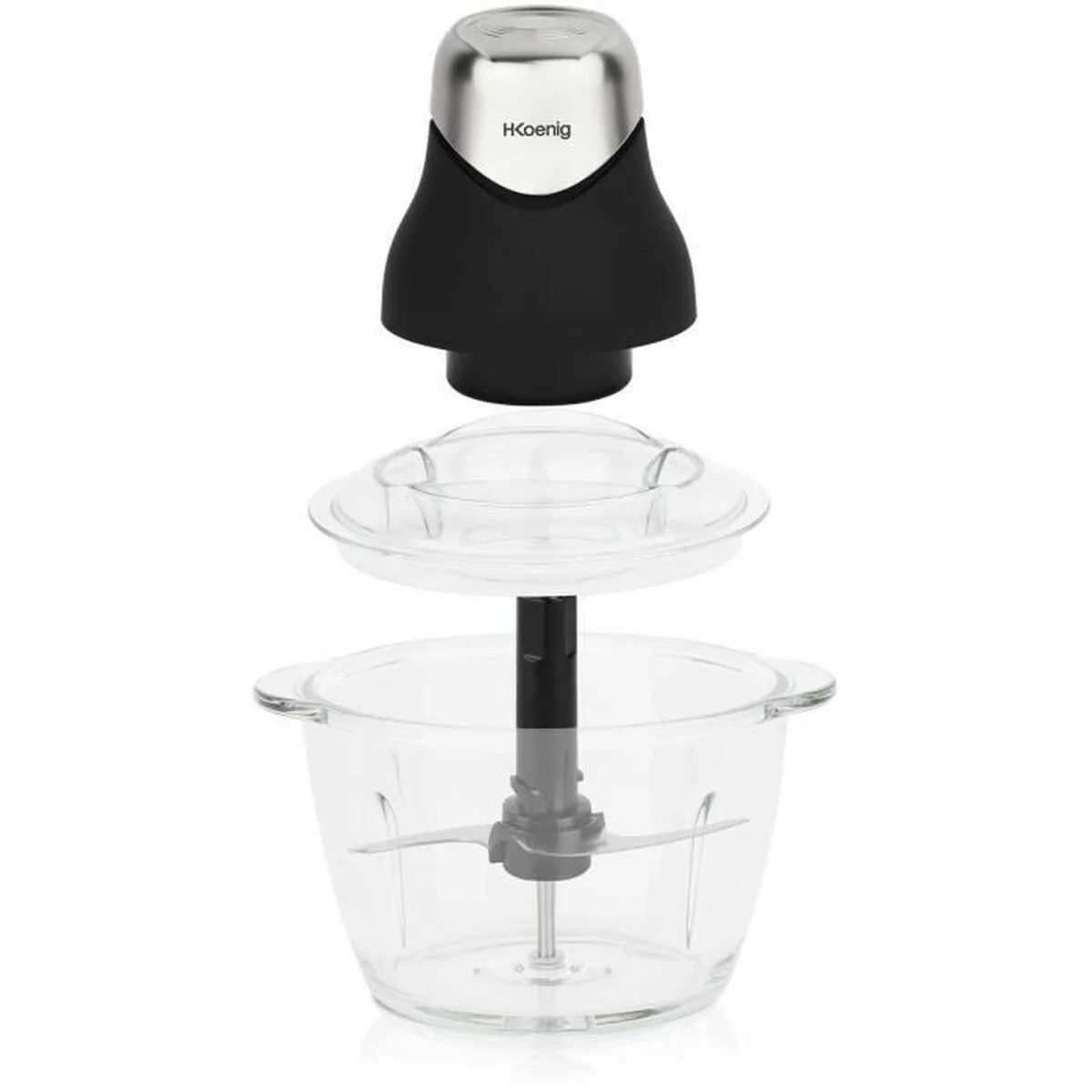 Picadora Hkoenig LEO8 Negro Cromo Vidrio Acero Inoxidable 1 L