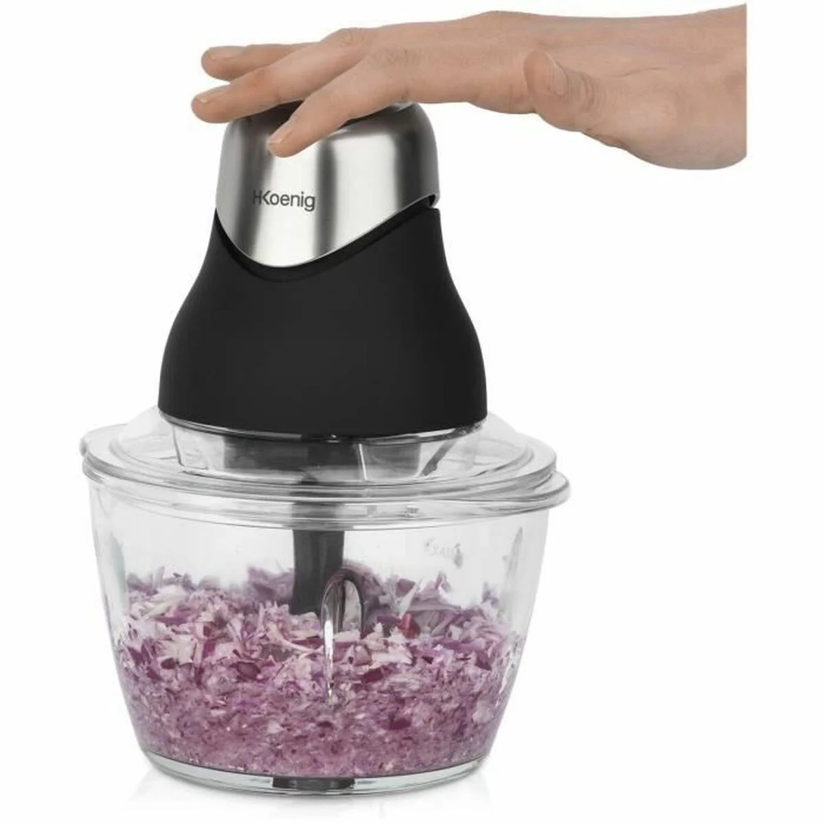 Picadora Hkoenig LEO8 Negro Cromo Vidrio Acero Inoxidable 1 L