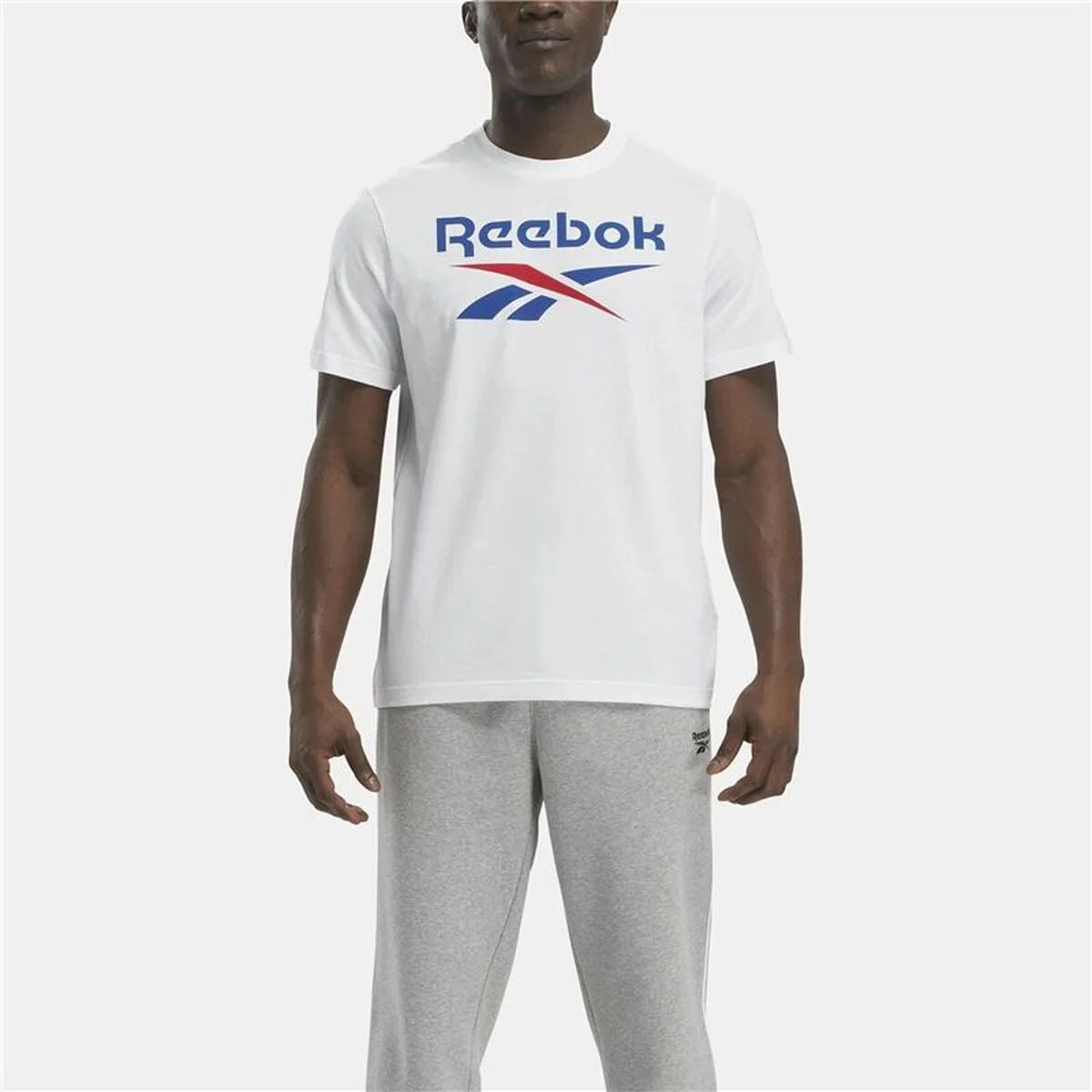 Camiseta de Manga Corta Hombre Reebok Identity Big Stacked Logo Blanco