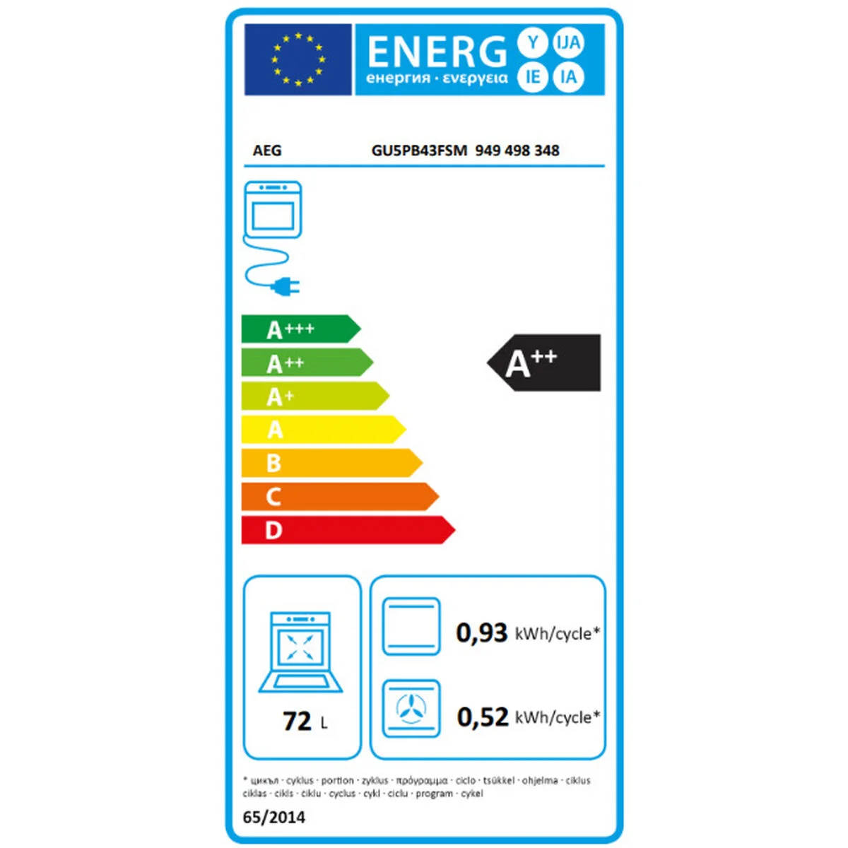 Horno Pirolítico AEG GU5PB43FSM 72 L
