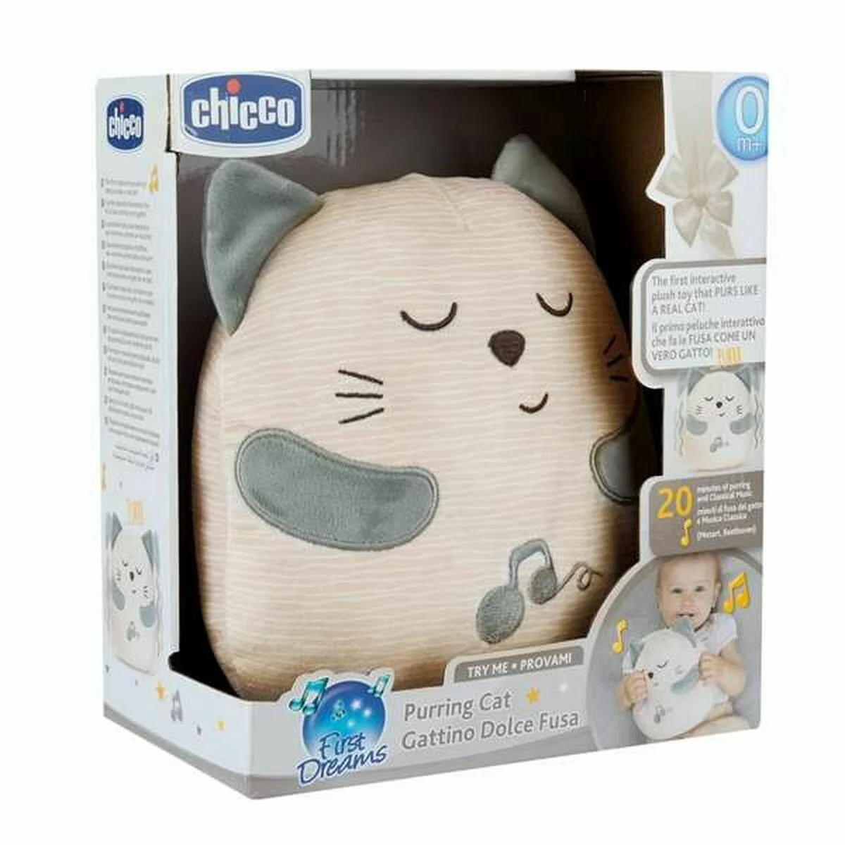 Peluche con Sonido Chicco Gato Blanco