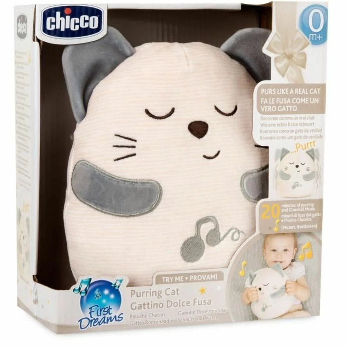 Peluche con Sonido Chicco Gato Blanco