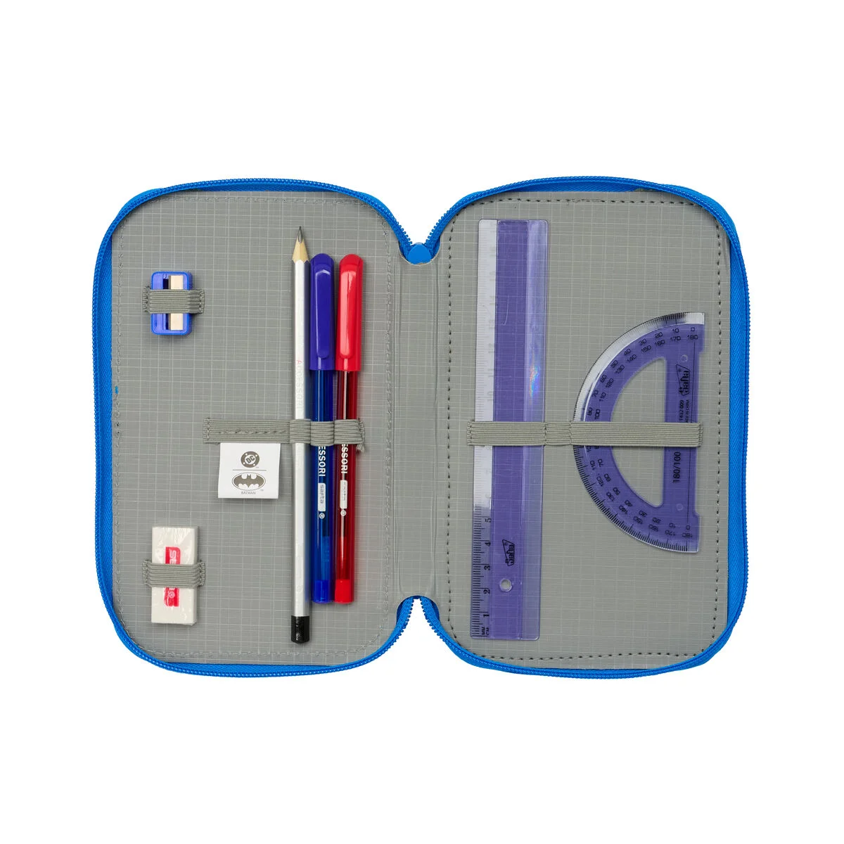 Plumier Triple Batman Azul 12,5 x 19,5 x 5,5 cm 37 Piezas