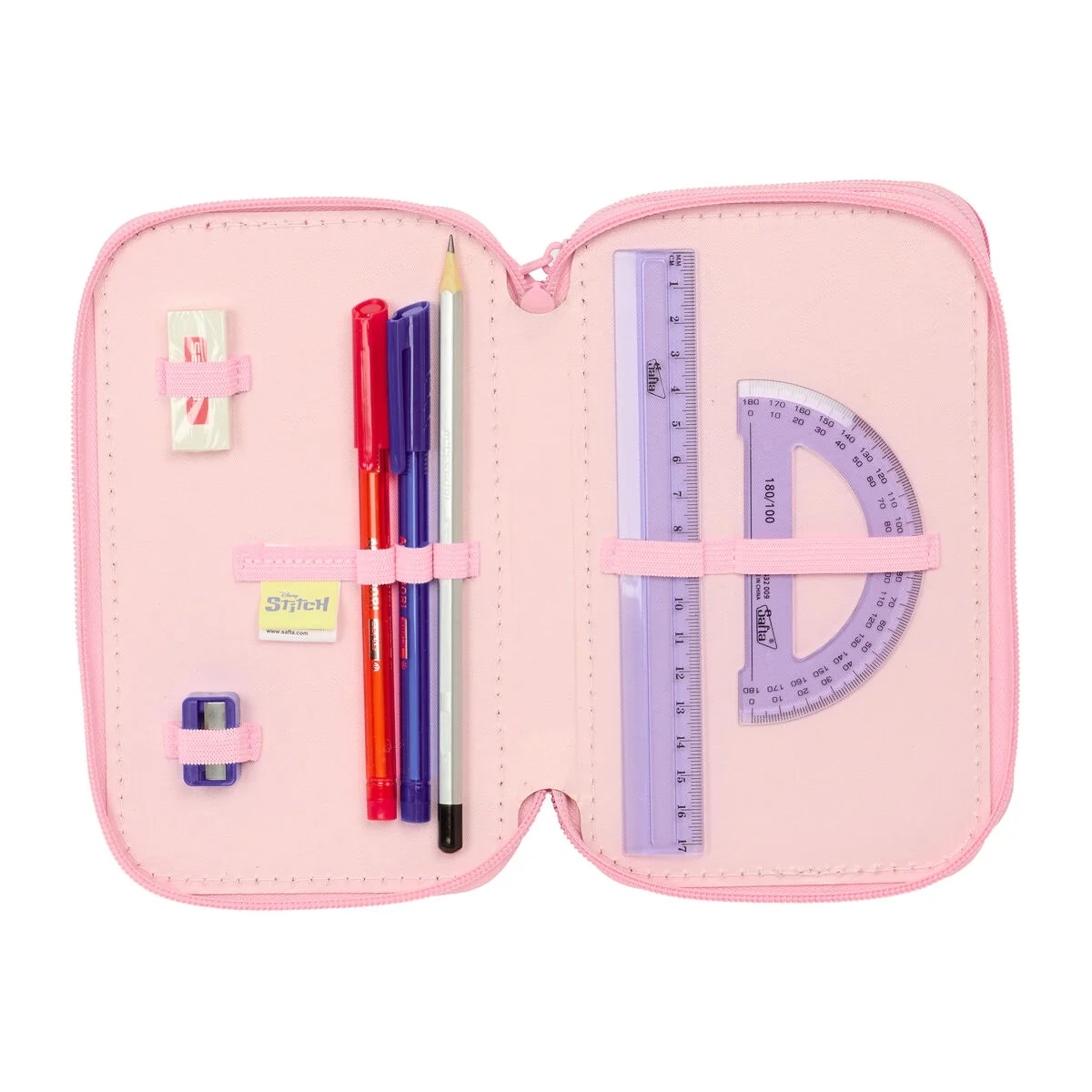 Plumier Triple Lilo & Stitch Ice cream Rosa 12,5 x 19,5 x 5,5 cm 37 Piezas