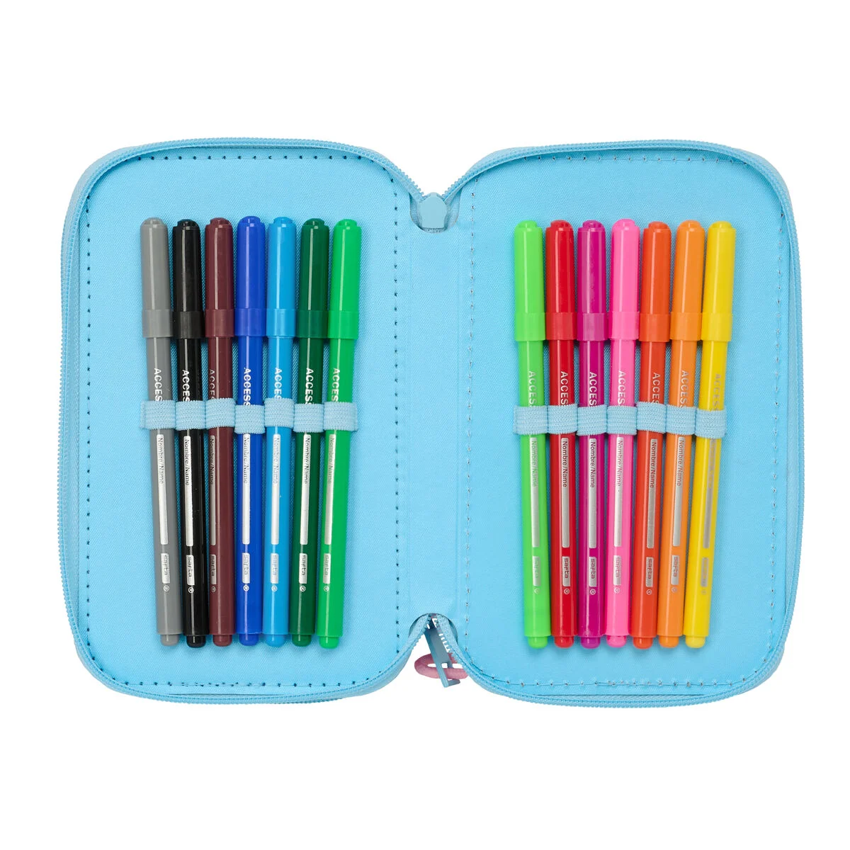 Plumier Triple Lilo & Stitch Happy Azul cielo 12,5 x 19,5 x 5,5 cm 37 Piezas