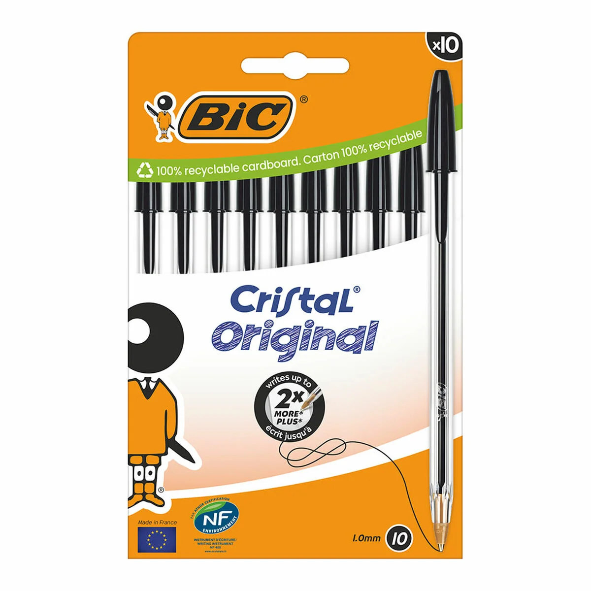 Bolígrafo Bic Cristal Negro (10 Unidades)