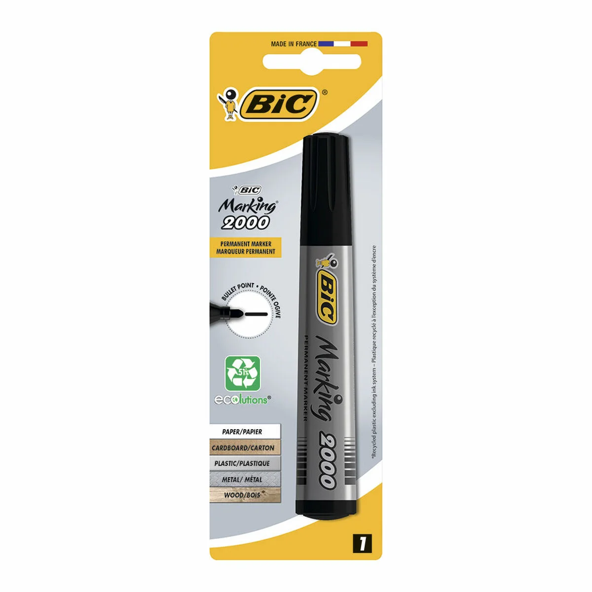 Rotulador permanente Bic 2000 Negro