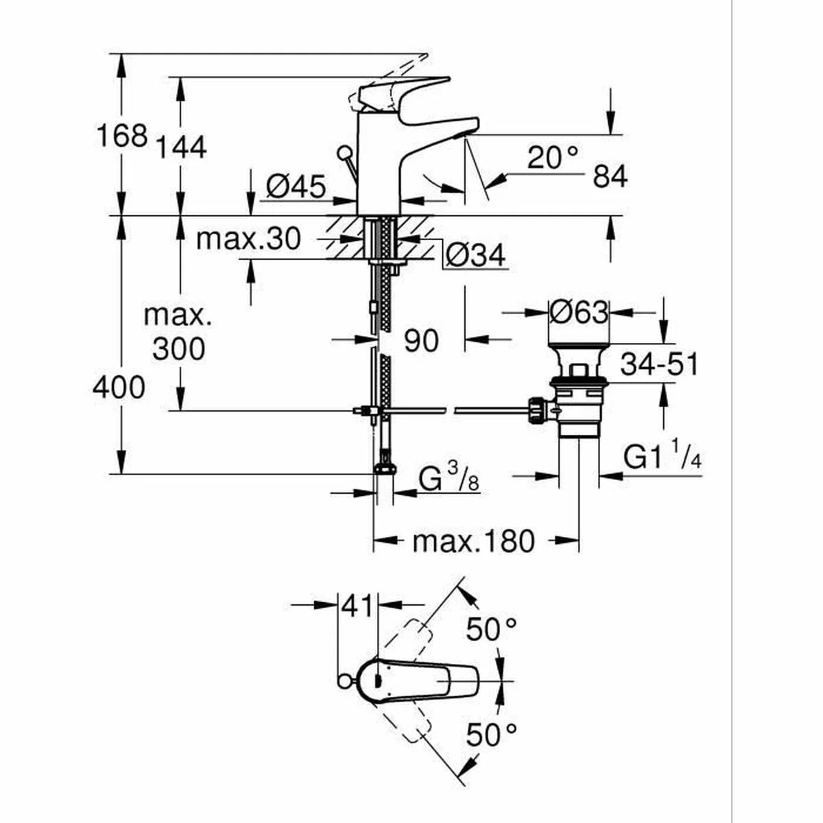 Mixer Tap Grohe Start Flow Metal Brass