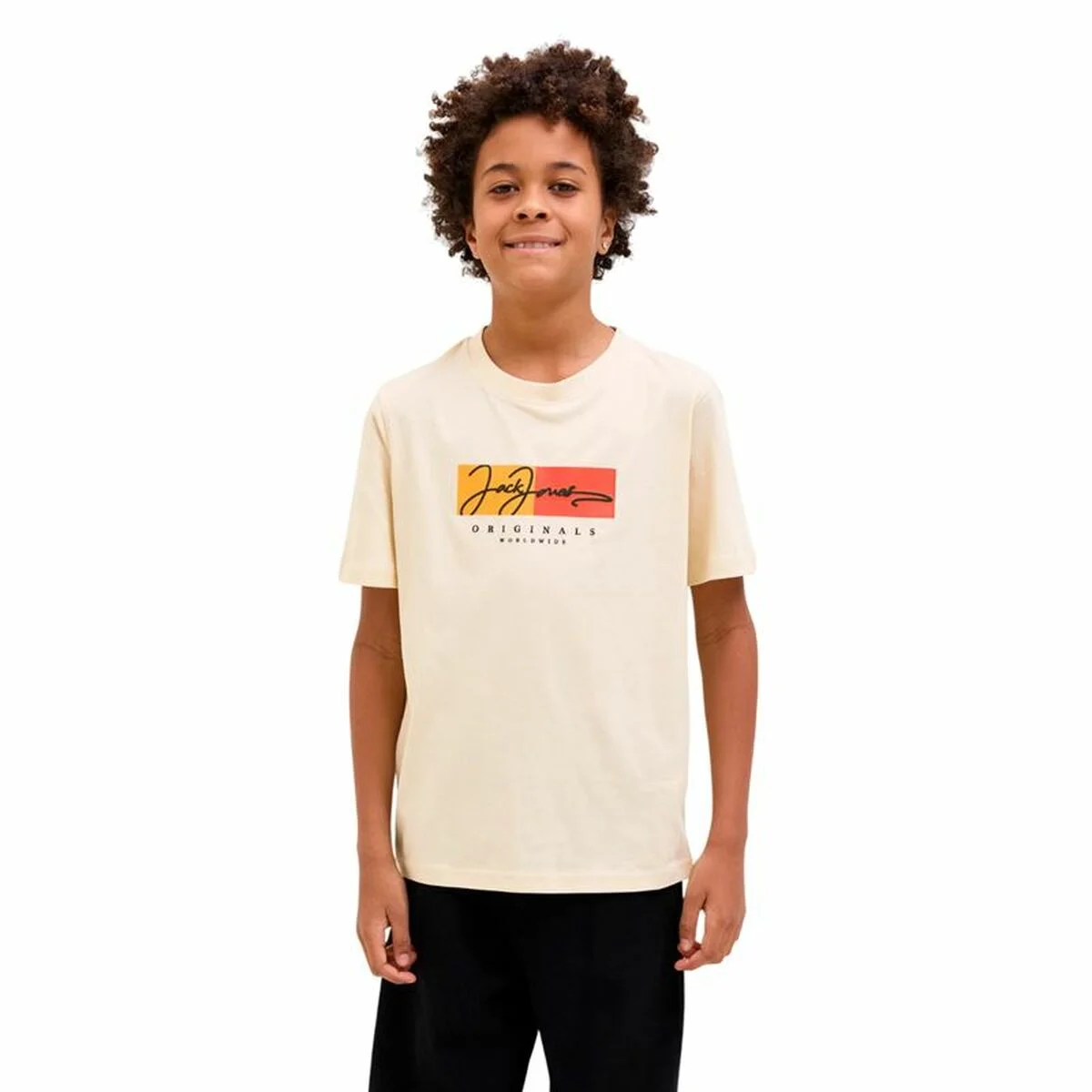 Camiseta de Manga Corta Infantil Jack & Jones Jorfrederiksberg Beige
