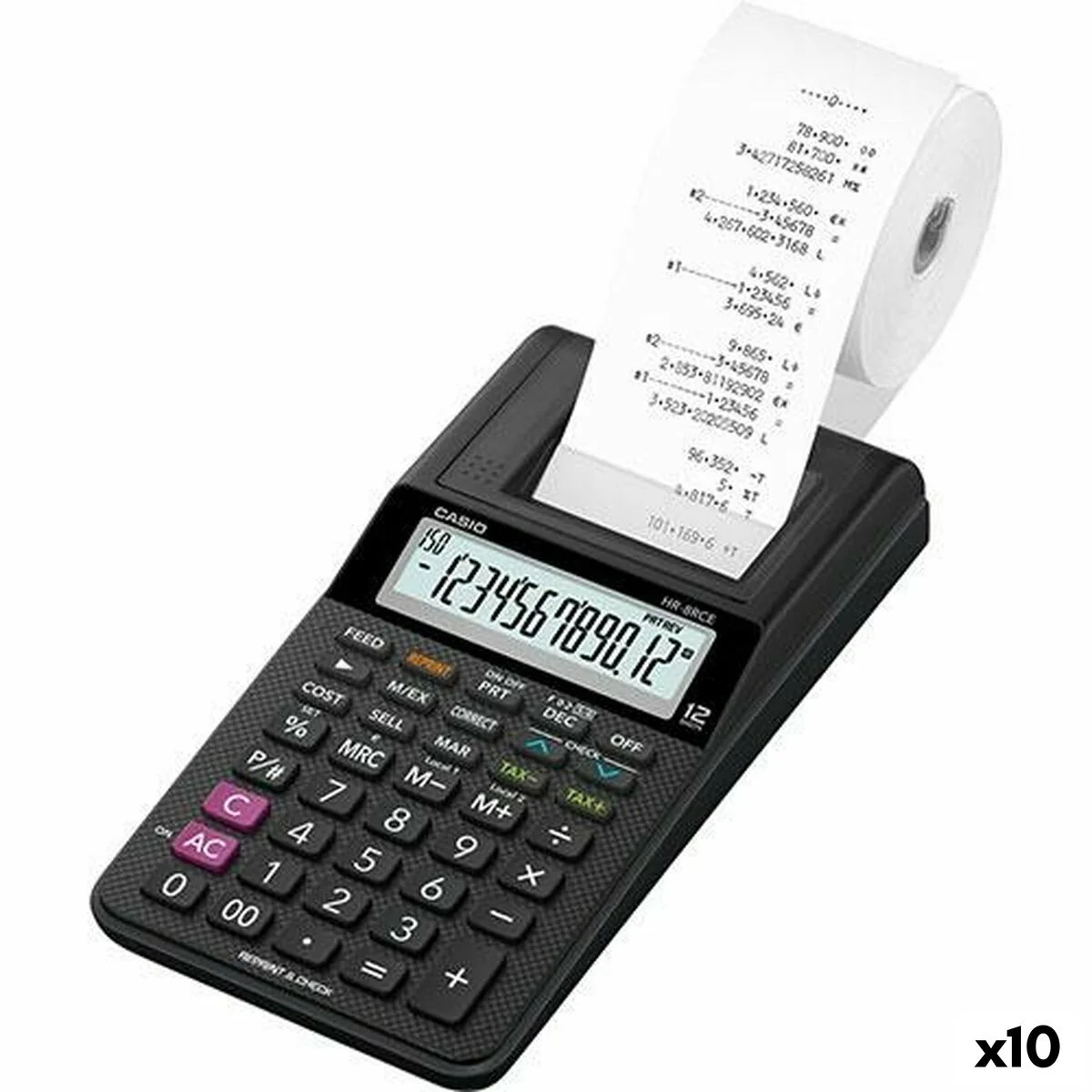 Calculadora impresora Casio HR-8RCE Negro (10 Unidades)