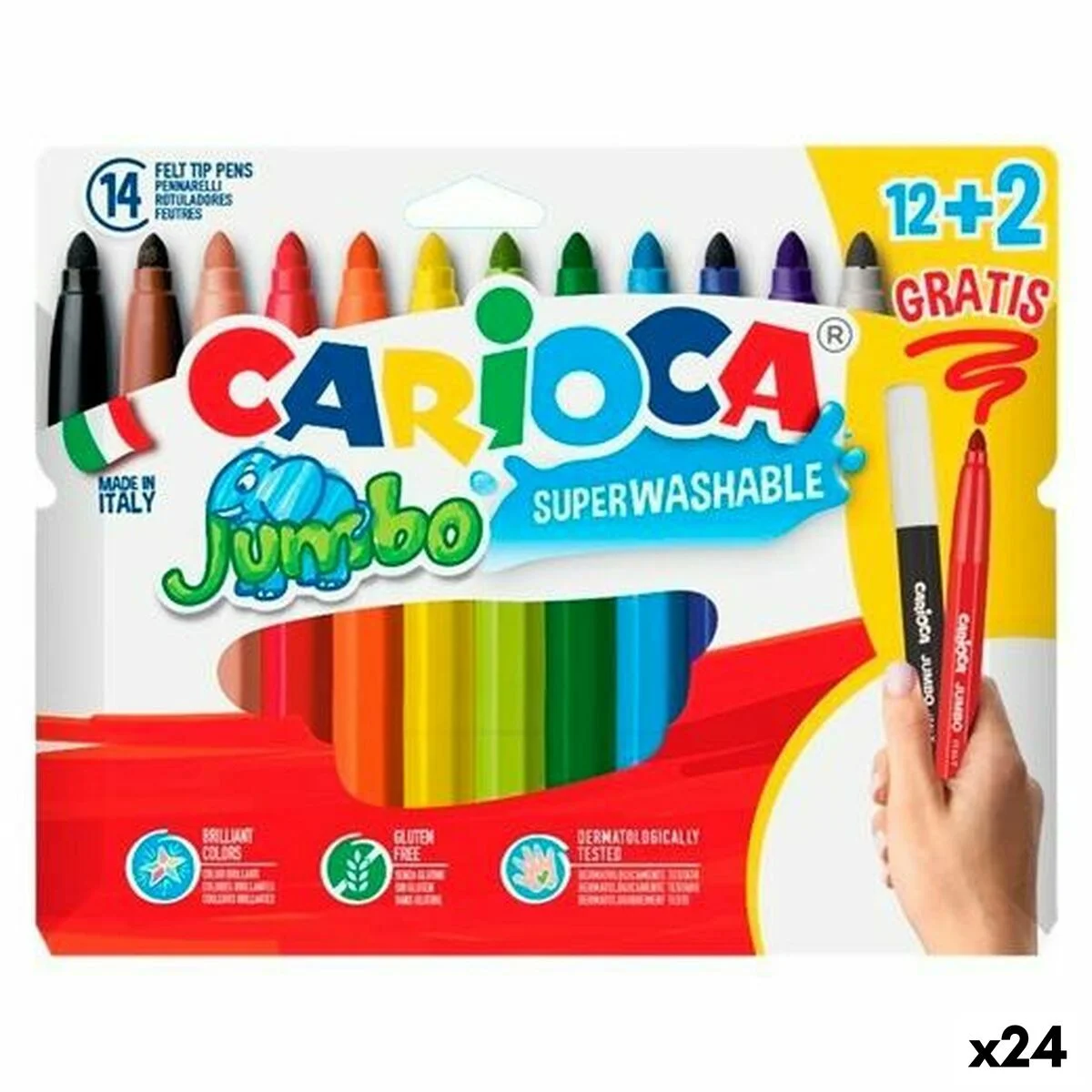 Set de Rotuladores Carioca JUMBO Multicolor 12 Piezas (24 Unidades)