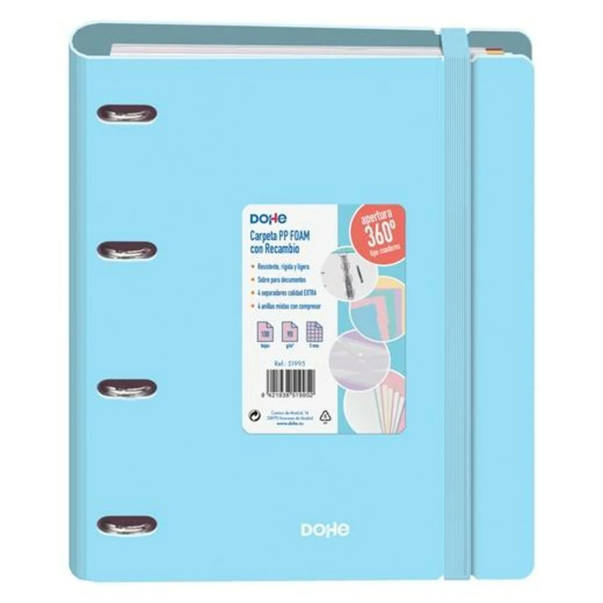 Carpeta de anillas DOHE Azul Pastel A4 (12 Unidades)