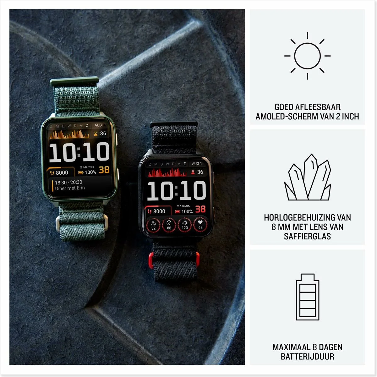 Smartwatch GARMIN 010-02980-03 Negro Verde Gris Pizarra