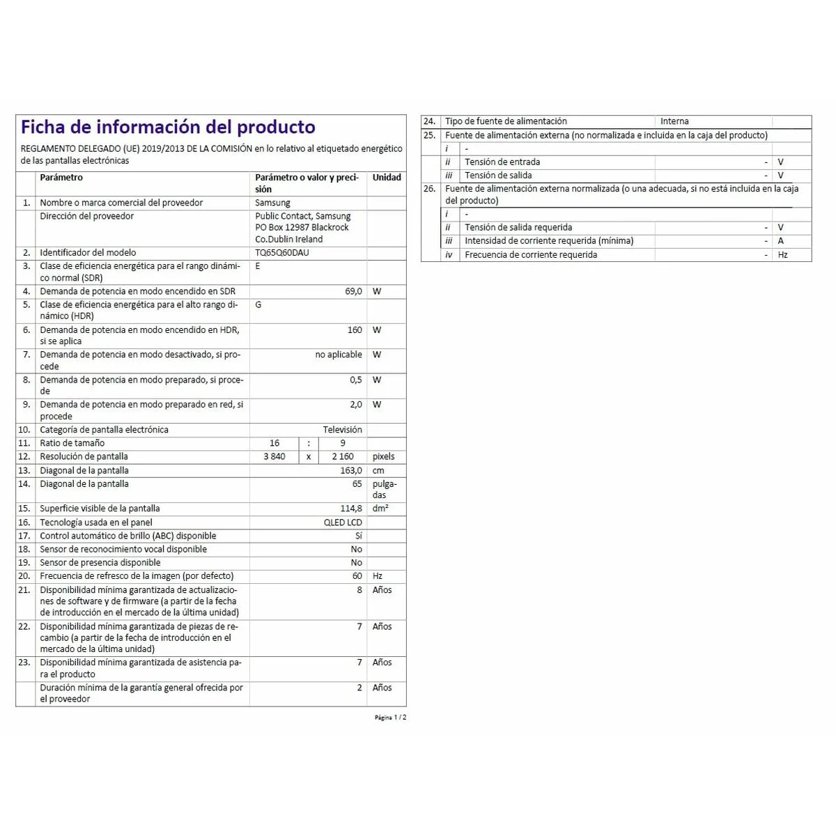 Smart TV Samsung TQ65Q60DAUXXC