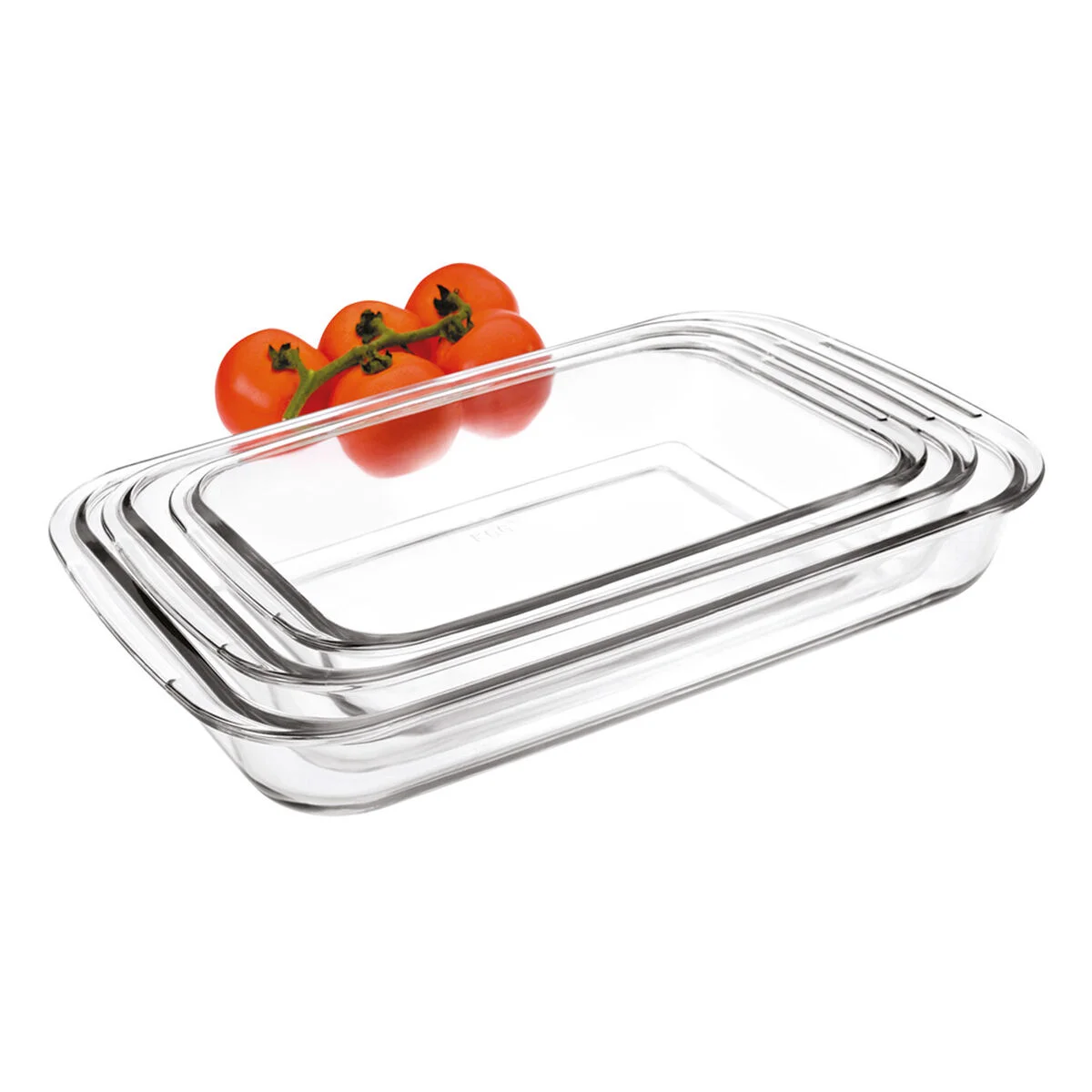 Bandeja para Horno Ibili 34,5 X 20,5 X 5 CM 39,3 X 23,6 X 5 CM 29,5 X 17,5 X 5 CM Transparente Metal Plástico 1 L 3 Unidades (3 