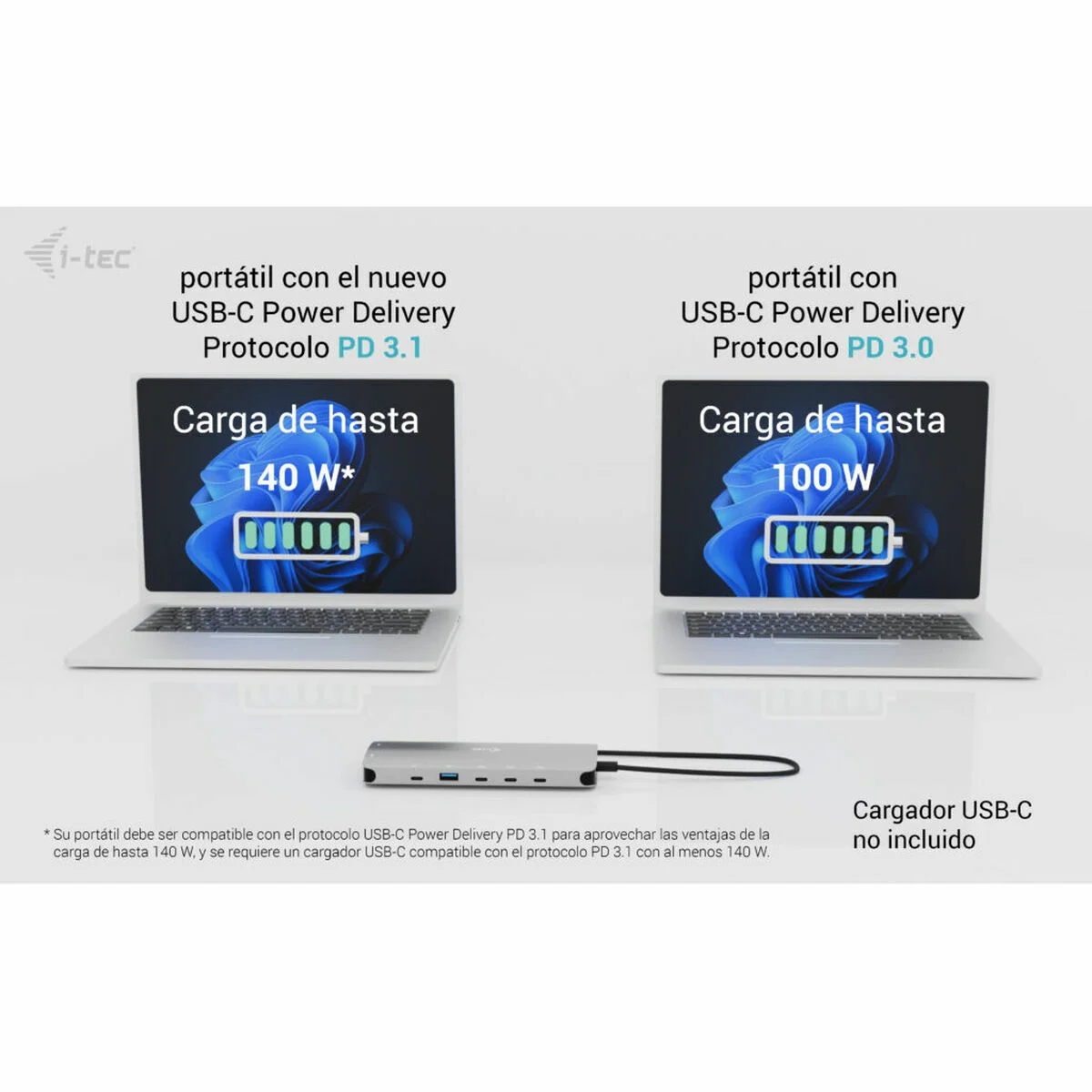 Hub USB i-Tec C31NANOTRIPLEDOCKPD Gris