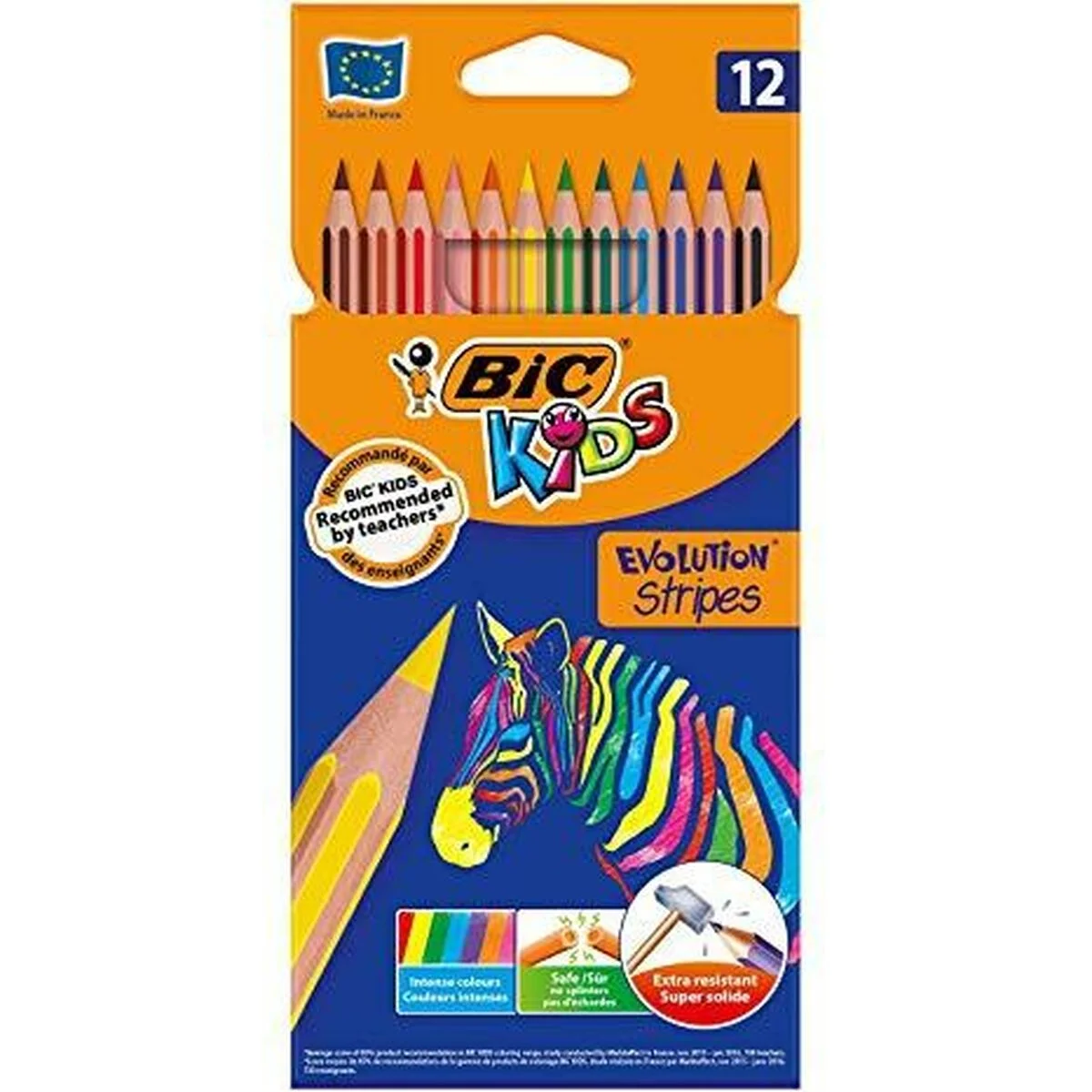 Lápices de colores Bic KIDS EVOLUTION STRIPES Multicolor 12 Piezas (12 Unidades)