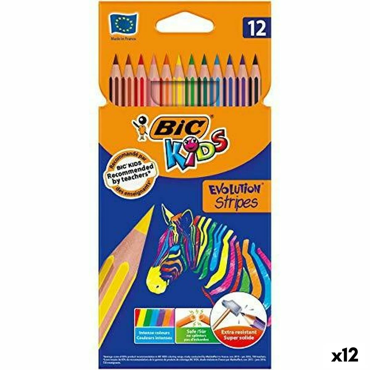 Lápices de colores Bic KIDS EVOLUTION STRIPES Multicolor 12 Piezas (12 Unidades)