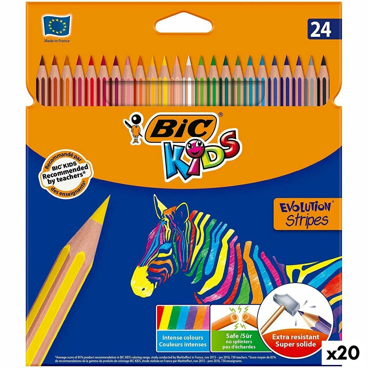 Lápices de colores Bic KIDS EVOLUTION STRIPES Multicolor 24 Piezas (20 Unidades)